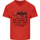 A Bad Day of Off Roading 4X4 All Terrain Mens V-Neck Cotton T-Shirt Red