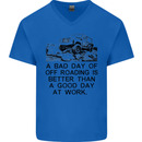A Bad Day of Off Roading 4X4 All Terrain Mens V-Neck Cotton T-Shirt Royal Blue