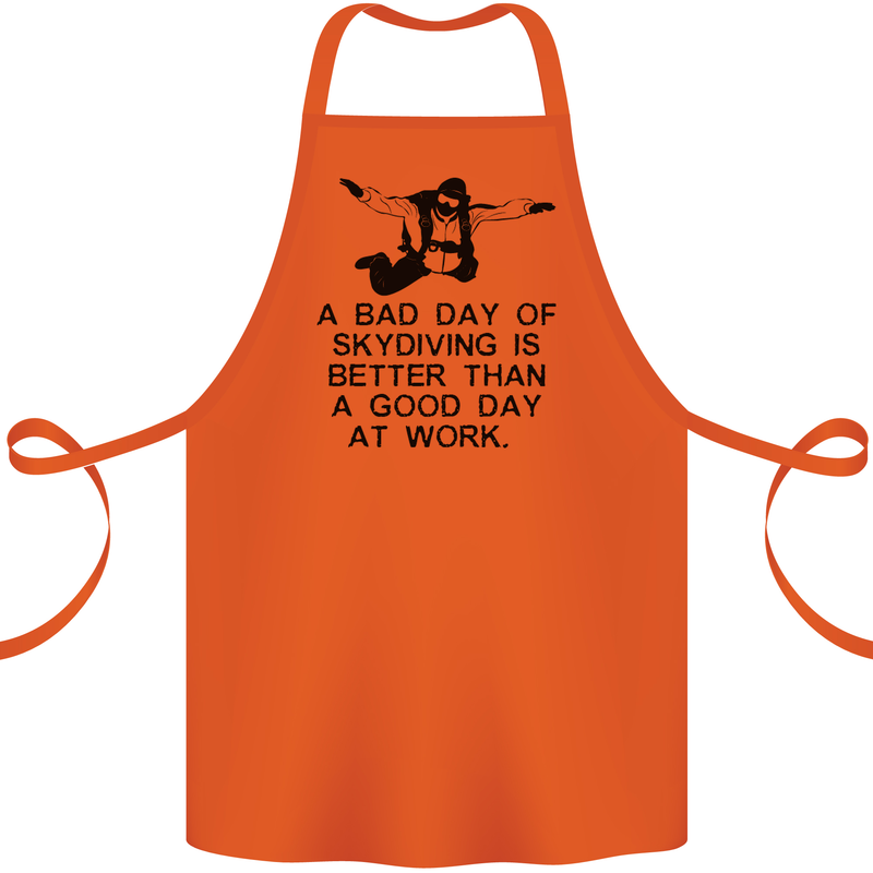 A Bad Day of Skydiving Para Skydiving Cotton Apron 100% Organic Orange