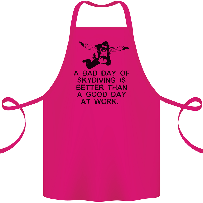 A Bad Day of Skydiving Para Skydiving Cotton Apron 100% Organic Pink