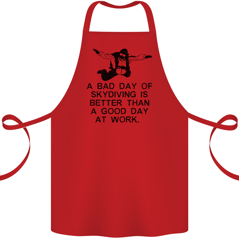 A Bad Day of Skydiving Para Skydiving Cotton Apron 100% Organic Red