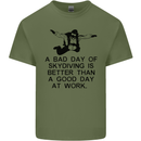 A Bad Day of Skydiving Para Skydiving Mens Cotton T-Shirt Tee Top Military Green