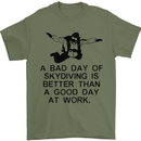 A Bad Day of Skydiving Para Skydiving Mens T-Shirt Cotton Gildan Military Green