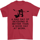 A Bad Day of Skydiving Para Skydiving Mens T-Shirt Cotton Gildan Red