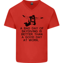 A Bad Day of Skydiving Para Skydiving Mens V-Neck Cotton T-Shirt Red