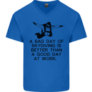 A Bad Day of Skydiving Para Skydiving Mens V-Neck Cotton T-Shirt Royal Blue