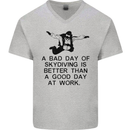 A Bad Day of Skydiving Para Skydiving Mens V-Neck Cotton T-Shirt Sports Grey