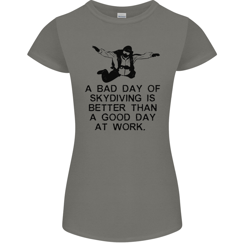A Bad Day of Skydiving Para Skydiving Womens Petite Cut T-Shirt Charcoal