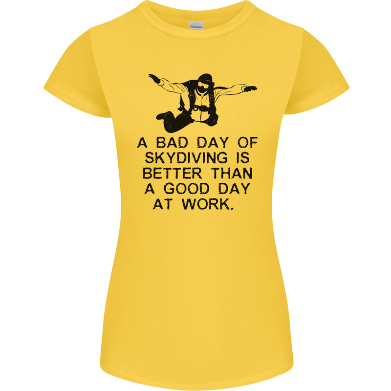 A Bad Day of Skydiving Para Skydiving Womens Petite Cut T-Shirt Yellow