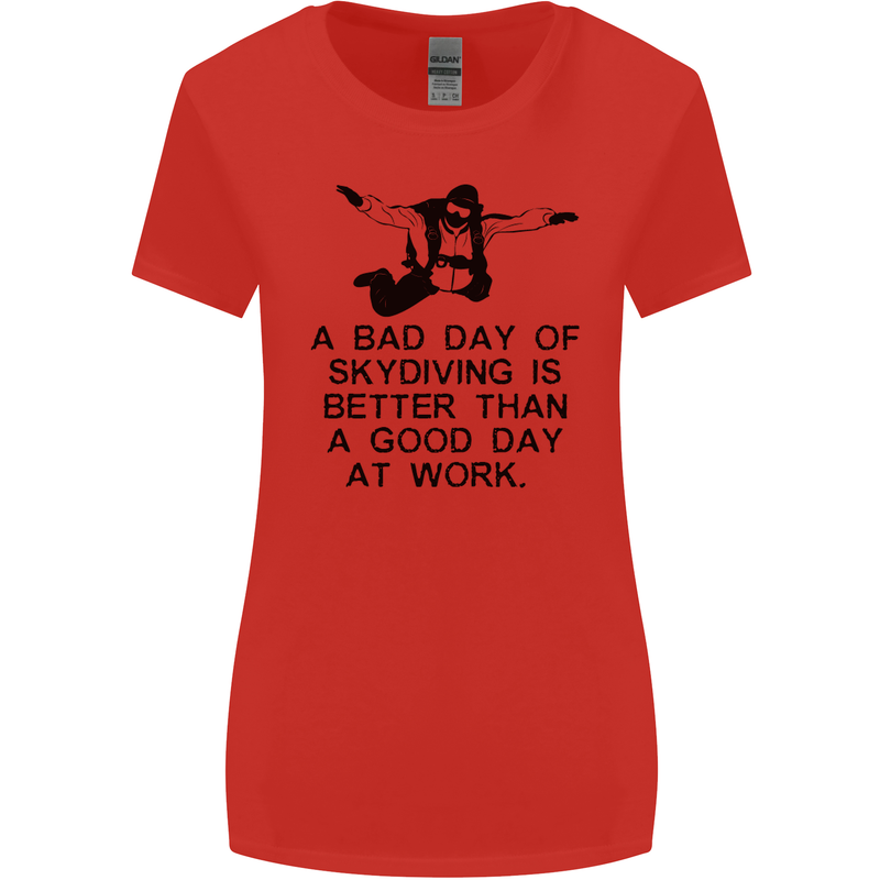 A Bad Day of Skydiving Para Skydiving Womens Wider Cut T-Shirt Red