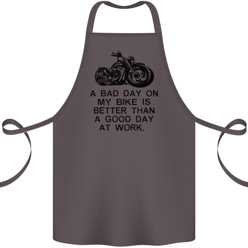 A Bad Day on My Bike Motorbike Biker Cotton Apron 100% Organic Dark Grey