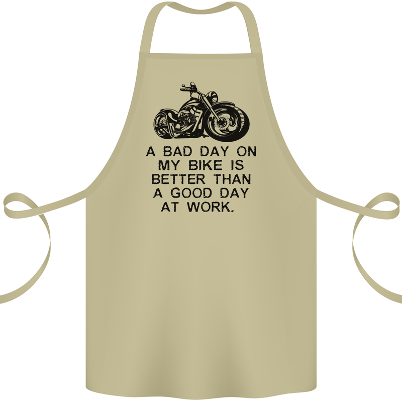 A Bad Day on My Bike Motorbike Biker Cotton Apron 100% Organic Khaki