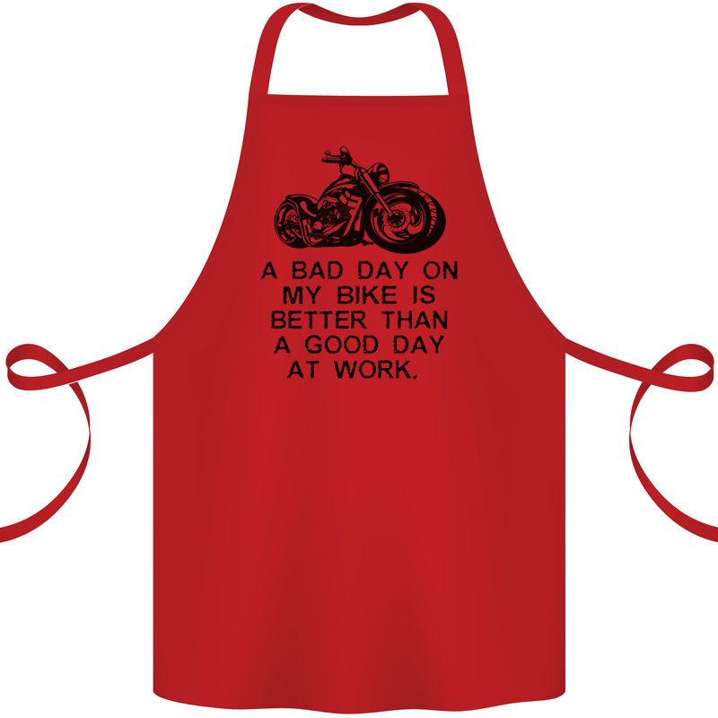 A Bad Day on My Bike Motorbike Biker Cotton Apron 100% Organic Red