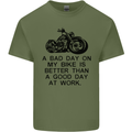 A Bad Day on My Bike Motorbike Biker Mens Cotton T-Shirt Tee Top Military Green