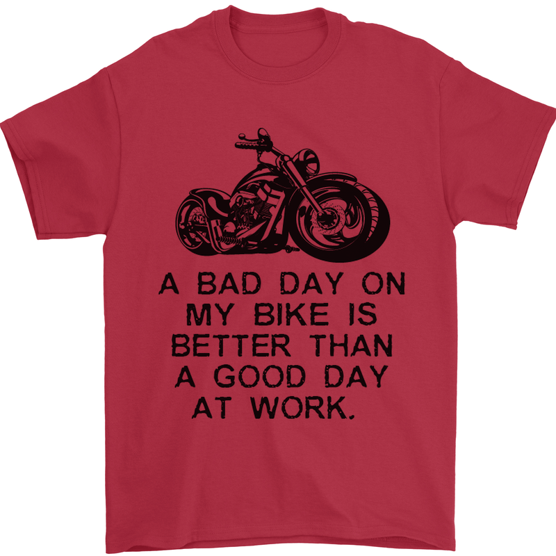 A Bad Day on My Bike Motorbike Biker Mens T-Shirt Cotton Gildan Red