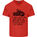 A Bad Day on My Bike Motorbike Biker Mens V-Neck Cotton T-Shirt Red
