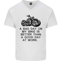 A Bad Day on My Bike Motorbike Biker Mens V-Neck Cotton T-Shirt White