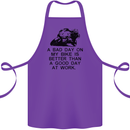 A Bad Day on My Bike Motorcycle Biker Cotton Apron 100% Organic Purple