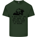 A Bad Day on My Bike Motorcycle Biker Mens Cotton T-Shirt Tee Top Forest Green