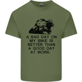 A Bad Day on My Bike Motorcycle Biker Mens Cotton T-Shirt Tee Top Military Green