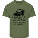 A Bad Day on My Bike Motorcycle Biker Mens Cotton T-Shirt Tee Top Military Green