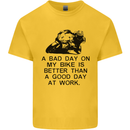 A Bad Day on My Bike Motorcycle Biker Mens Cotton T-Shirt Tee Top Yellow