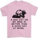 A Bad Day on My Bike Motorcycle Biker Mens T-Shirt Cotton Gildan Light Pink