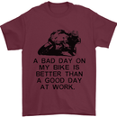 A Bad Day on My Bike Motorcycle Biker Mens T-Shirt Cotton Gildan Maroon