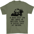 A Bad Day on My Bike Motorcycle Biker Mens T-Shirt Cotton Gildan Military Green