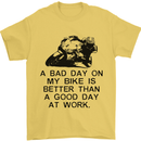 A Bad Day on My Bike Motorcycle Biker Mens T-Shirt Cotton Gildan Yellow
