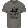 A Bad Day on My Bike Motorcycle Biker Mens V-Neck Cotton T-Shirt Charcoal