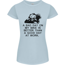 A Bad Day on My Bike Motorcycle Biker Womens Petite Cut T-Shirt Light Blue