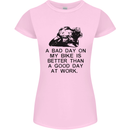 A Bad Day on My Bike Motorcycle Biker Womens Petite Cut T-Shirt Light Pink