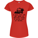 A Bad Day on My Bike Motorcycle Biker Womens Petite Cut T-Shirt Red