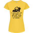 A Bad Day on My Bike Motorcycle Biker Womens Petite Cut T-Shirt Yellow