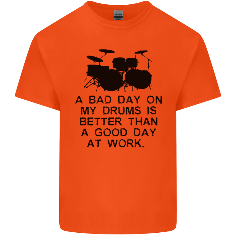 A Bad Day on My Drums Drummer Drumming Kids T-Shirt Childrens Orange