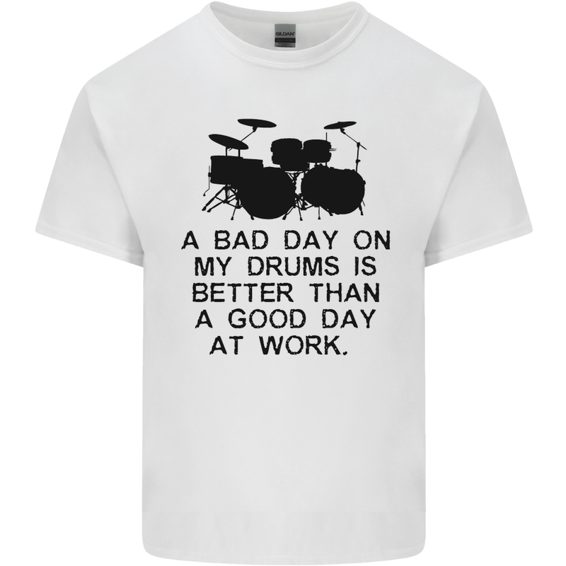 A Bad Day on My Drums Drummer Drumming Kids T-Shirt Childrens White