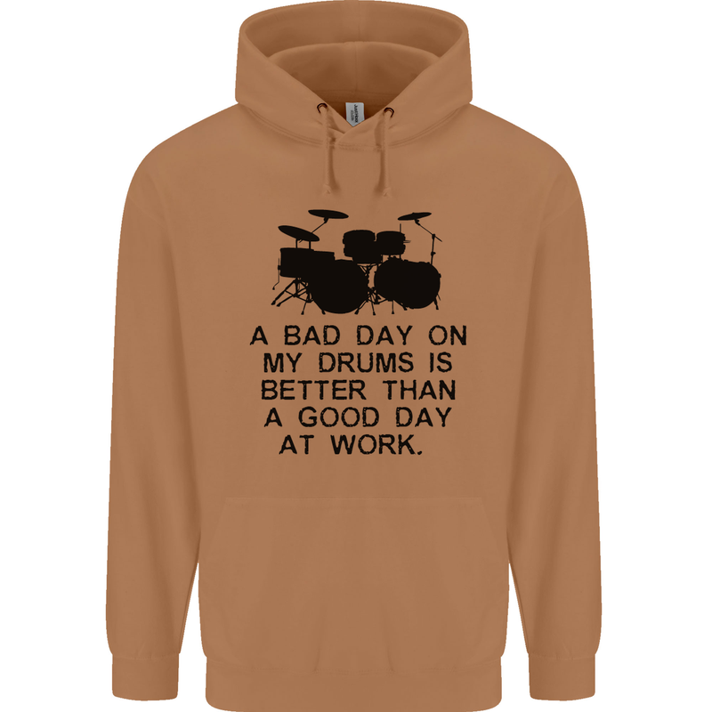 A Bad Day on My Drums Drummer Drumming Mens 80% Cotton Hoodie Caramel Latte