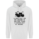 A Bad Day on My Drums Drummer Drumming Mens 80% Cotton Hoodie White