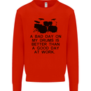 A Bad Day on My Drums Drummer Drumming Mens Sweatshirt Jumper Bright Red