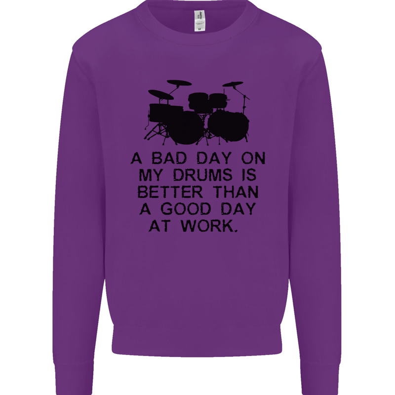 A Bad Day on My Drums Drummer Drumming Mens Sweatshirt Jumper Purple