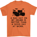 A Bad Day on My Drums Drummer Drumming Mens T-Shirt Cotton Gildan Orange