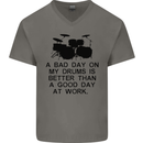 A Bad Day on My Drums Drummer Drumming Mens V-Neck Cotton T-Shirt Charcoal