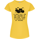 A Bad Day on My Drums Drummer Drumming Womens Petite Cut T-Shirt Yellow