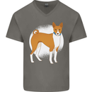 A Basenji Dog Mens V-Neck Cotton T-Shirt Charcoal