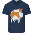 A Basenji Dog Mens V-Neck Cotton T-Shirt Navy Blue