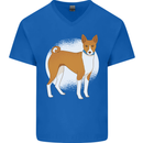 A Basenji Dog Mens V-Neck Cotton T-Shirt Royal Blue