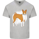 A Basenji Dog Mens V-Neck Cotton T-Shirt Sports Grey