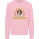 A Basset Hound Dog Kids Sweatshirt Jumper Light Pink