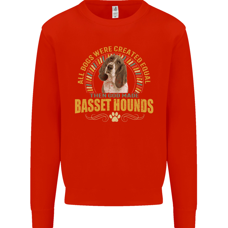 A Basset Hound Dog Mens Sweatshirt Jumper Bright Red